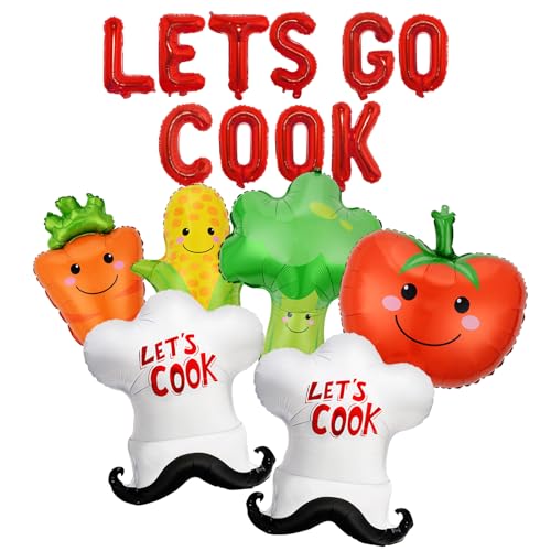 CYMYLAR Lets Cook Up Some Fun, Cooking Theme Party Decorations Chef's Hat Balloon Cooking Birthday Party Favors, Chef Themed Party Decorations, Kitchen Party Decorations Supplies von CYMYLAR