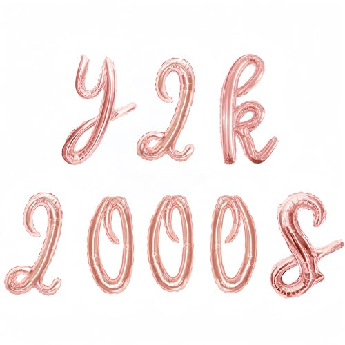 Y2K 2000er Rose Gold handgeschriebene Buchstabenballons für Mädchen Y2k Retro Party Dekorationen für Teenager Mädchen Junggesellinnenabschied Partyzubehör Y2k Anfang 2000er Geburtstag Rosa Party Favor von CYMYLAR