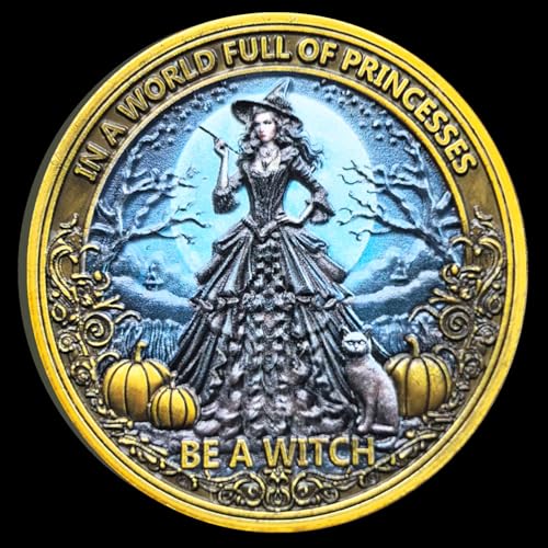 Empowering Witch Challenge Coin - 4.0 cm Motivierende Metallmünze mit inspirierendem Zitat & Hexen-Design, perfekt zum Verschenken und zur persönlichen Reflexion von CYOUNG