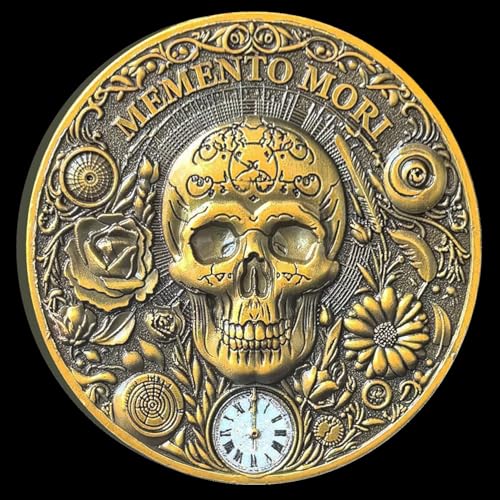 Memento Mori Challenge Coin - Premium Zinklegierung 4,0 cm Inspirierende Erinnerung an Leben & Tod mit Schutzhülle von CYOUNG