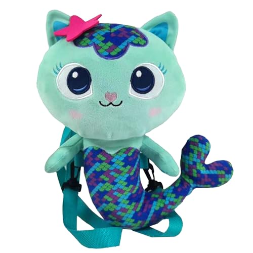 CYPBRANDS Plüsch-Rucksack mit Reißverschluss und verstellbaren Bändern, Plüsch, ideal für Jungen und Mädchen, Mermaid Mermaid Plüschtier, 32 cm von CYPBRANDS