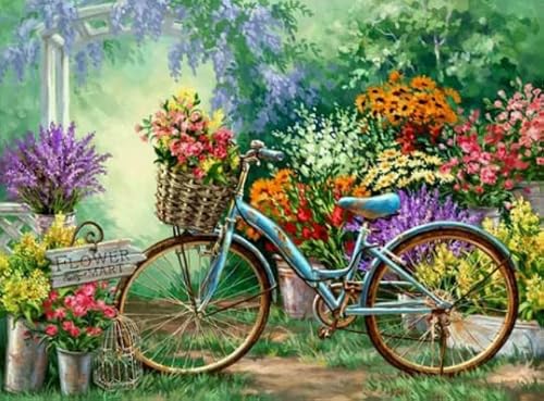 1000 Stück Puzzle, Flower Bicycle, Colorful Abstract Jigsaw, Erwachsene Familie Educational Spielzeugs Posters FX563PV von CYQFEZ