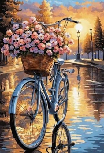 1000 Stück Puzzle, Flower Bicycle, Colorful Abstract Jigsaw, Erwachsene Familie Educational Spielzeugs Posters FX568PV von CYQFEZ