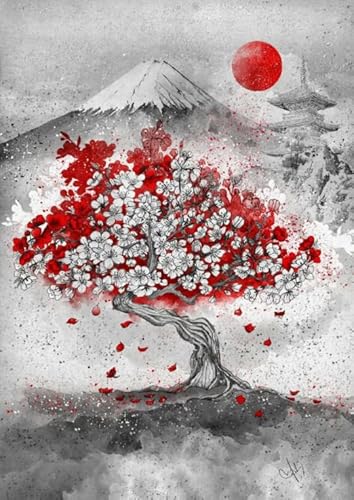 CYQFEZ Holzpuzzle 1000 Teile Japanische Landschaft Rot Kunst Poster Für Puzzle Familie Stressabbau Spiel Nw175Zq von CYQFEZ