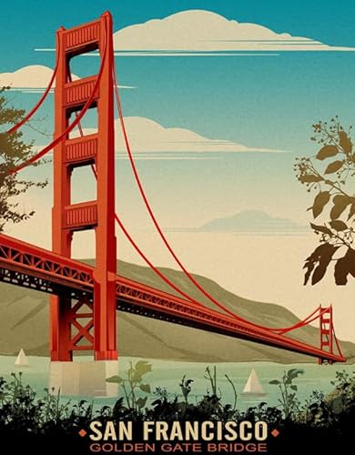 CYQFEZ Puzzle 1000 Pieces San Francisco Bridge Travel Illustrations Poster Puzzle Für Holz Erwachsene Spielzeug Dekompression Spiel Cf188Pn von CYQFEZ