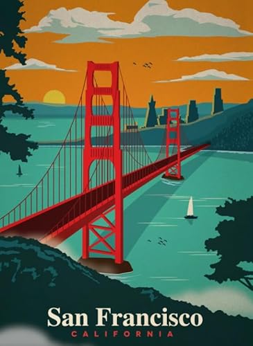 CYQFEZ Puzzle 1000 Pieces San Francisco Brücke Reise Illustrationen Poster Puzzle Für Holz Erwachsene Spielzeug Dekompression Spiel Cf187Pn von CYQFEZ