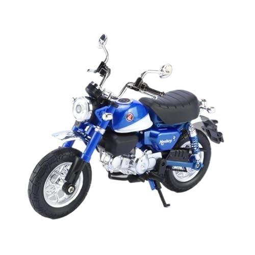 Miniatur Motorfahrzeug Modelle 1/12 Für Honda Monkey 125 Legierung Racing Cross-Country Motorrad Modell Metall Motorrad Modell Sound Licht Druckguss-Nachbildung(Blue) von CYQOCD