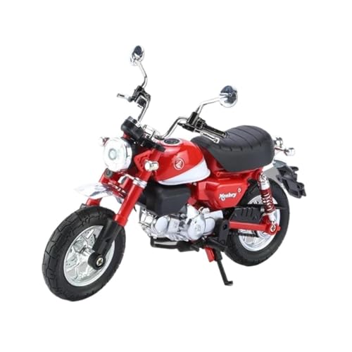 Miniatur Motorfahrzeug Modelle 1/12 Für Honda Monkey 125 Legierung Racing Cross-Country Motorrad Modell Metall Motorrad Modell Sound Licht Druckguss-Nachbildung(Red) von CYQOCD