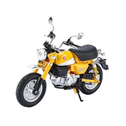 Miniatur Motorfahrzeug Modelle 1/12 Für Honda Monkey 125 Legierung Racing Cross-Country Motorrad Modell Metall Motorrad Modell Sound Licht Druckguss-Nachbildung(Yellow) von CYQOCD