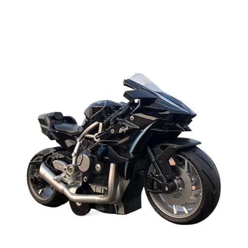 Miniatur Motorfahrzeug Modelle 1/12 Für Ninja H2R Legierung Racing Motorrad Modell Druckguss Metall Motorrad Modell Sound Und Licht Spielzeug Druckguss-Nachbildung(Black) von CYQOCD