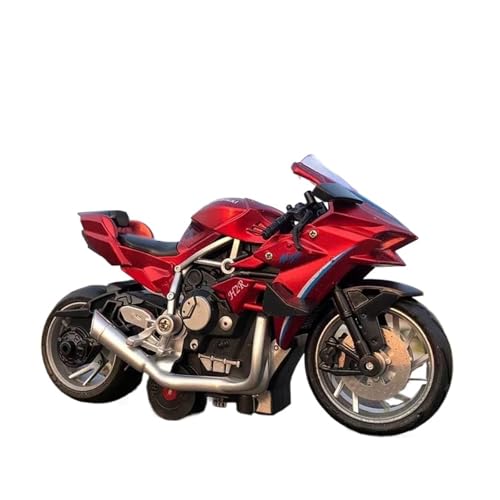 Miniatur Motorfahrzeug Modelle 1/12 Für Ninja H2R Legierung Racing Motorrad Modell Druckguss Metall Motorrad Modell Sound Und Licht Spielzeug Druckguss-Nachbildung(Red) von CYQOCD