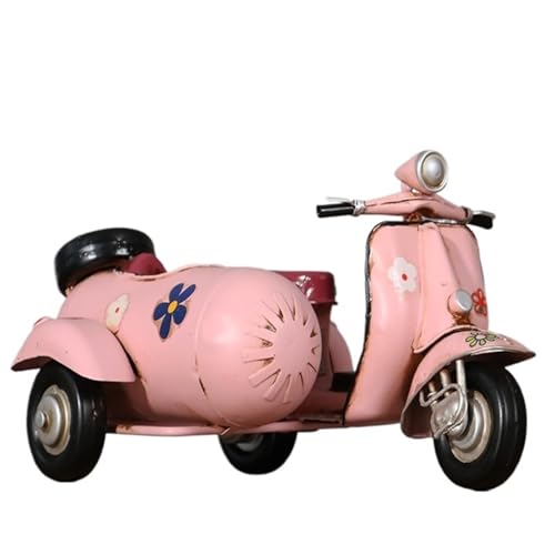 Miniatur Motorfahrzeug Modelle Für Vespa Vintage Altes Eisen Dreirädriges Motorradmodell Desktop Kreative Heimornamente Druckguss-Nachbildung(Pink) von CYQOCD