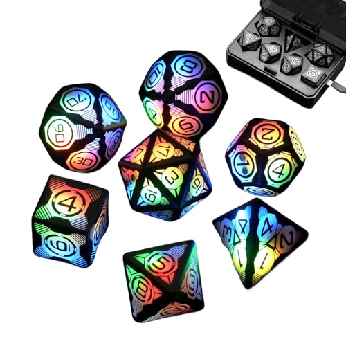 Wiederaufladbare leuchtende magnetische Saugwürfel, LED 7 Stück leuchtende Würfel, mehrseitige Würfel, Brettspiel, Spielzeug, Skript, Kill, polyedrische Würfel für Rollenspielwürfel von CYTBEK