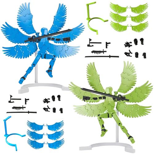 2PCS T13 Action Figure Satz, 3D-Gedruckter Mehrgelenke, Titan 13 Actionfiguren, Multi-Gelenk-Movable-Roboter, Desktop-Dekorationen für Spielliebhaber Spielzeug (Blau, GrÜN) von CYZJPRVN
