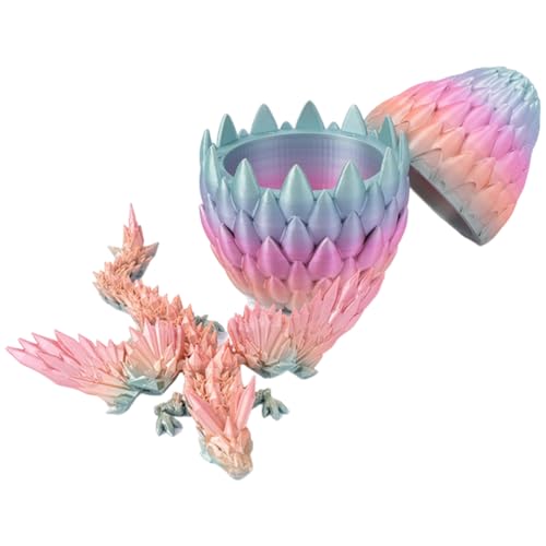 3D Gedruckter Drache, voll beweglicher Drache Mit Flügeln, Überraschung Easter Dracheneier, Flexibel 3D Gedruckter Dracheneier Geschenk für Kinder, Erwachsener (Regenbogen) von CYZJPRVN