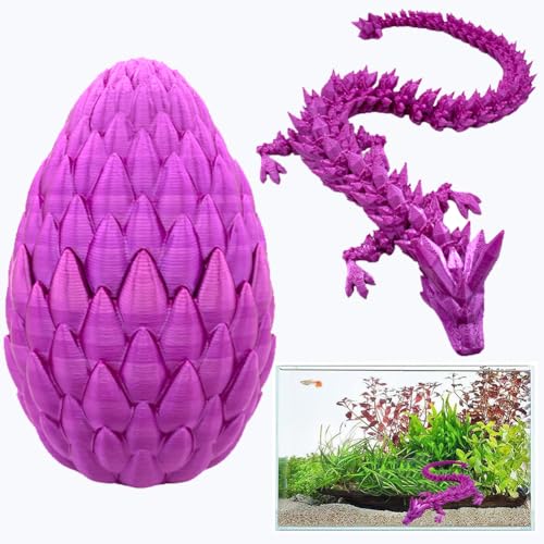 CYZJPRVN 3D-Gedruckter Drache im Ei, Drachen Figuren, Drachenschreibtischspielzeug Mit Flexiblem Gelenk, Realistische Realistische Beweglicher Drachen Figuren, Dracheneier Wohnkultur(Laser pink) von CYZJPRVN