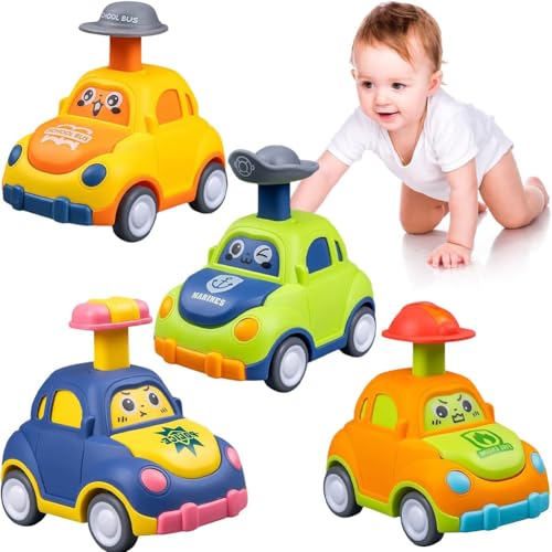 CYZJPRVN 4 PCS Auto Spielzeug ab 1 Jahr Junge, Baby Auto Spielzeug, Baby Spielzeug 12-18 Monate Press & Go Spielzeugautos Geschenk für Jungen Mädchen ab 1 2 3 Jahre (Blau, Orange, Grün, Rosa) von CYZJPRVN