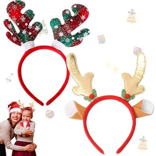 CYZJPRVN Haarreif Weihnachten, 2 Stück Rentier/Elch Geweih Haarreif Weihnachts Stirnbander, Geweih Stirnband, Damenkostüm, Perfekte Weihnachten Accessoire für Erwachsene & Kinder von CYZJPRVN