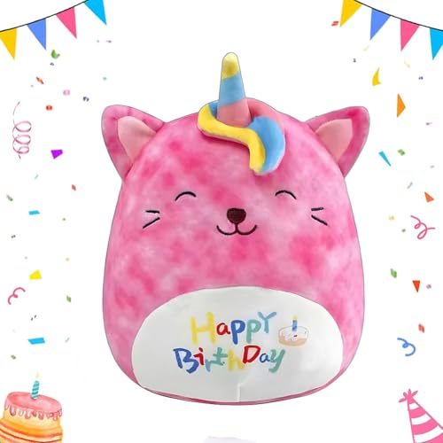 CYZJPRVN Happy Birthday Plüschtier, 20CM Kuchen Katze Plüschtier,Plüsch Kuscheltier Katze Cartoon Plüschkissen, Geburtstag Geschenk für Kinder Jungen Mädchen von CYZJPRVN