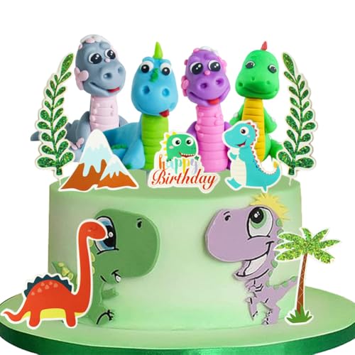 Dinosaurier Geburtstag Kuchen Dekoration, 11 Stück Dinosaurier Cake Topper Dinosaurier Kuchenaufsatz Geburtstag, für Kinder Jungen Party Geburtstag Deko Muffin Kuchenaufsätze von CYZJPRVN