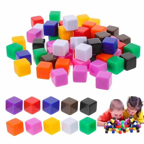 60er-Pack 16 mm Leere Acryl-Würfel in Multi-Farben - Mini DIY Spielwürfel mit Aufbewahrungstasche für Brettspiele und Lernwerkzeuge von CZAYEFNH