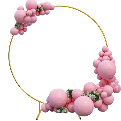 CZCPARY Runde Ballonbogen Kit, 2M Ballon Hoop Stand, Gold Mmetal Ballon Hoop Frame, Hochzeit Backdrop Stand, Ggraduation Party Dekoration von CZCPARY