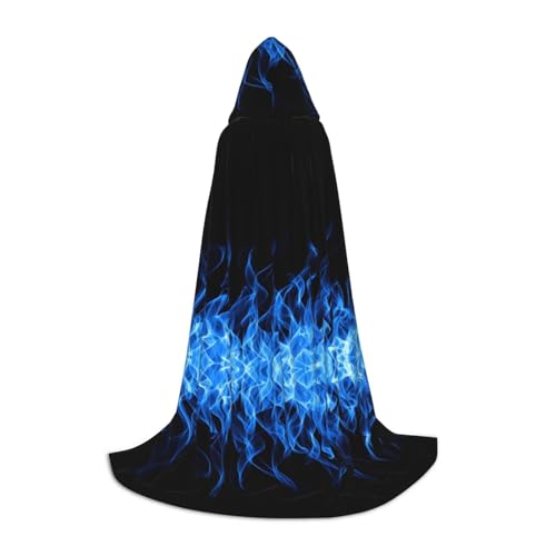 CZDBNLHF Halloween-Umhang mit blauem Flammenaufdruck, gruseliges Kostümzubehör für ein unvergessliches Halloween von CZDBNLHF