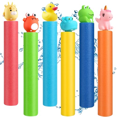 CZMAO 6er Wasserspritze Wasserpistole Kinder 33CM Spritzpistole Wasserspritzpistole Schaum Spritzpistole Kinder Strandspielzeug Kinder Wasserpistolen Super Wasserblaster für Pool Strand Outdoor von CZMAO