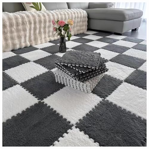 CZQGLYM Plüsch-Schaumstoff-Bodenmatte 10Stück Puzzlematten Spielmatten Krabbelmatten Spielteppich Carpet Tiles Interlocking Plush Fluffy Rug Climbing Puzzle Play Mat (TYP-10,30 * 30 * 0.6CM) von CZQGLYM