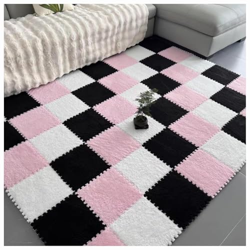 CZQGLYM Plüsch-Schaumstoff-Bodenmatte 10Stück Puzzlematten Spielmatten Krabbelmatten Spielteppich Carpet Tiles Interlocking Plush Fluffy Rug Climbing Puzzle Play Mat (TYP-11,30 * 30 * 0.6CM) von CZQGLYM