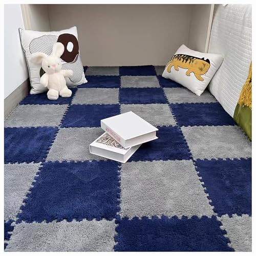 CZQGLYM Plüsch-Schaumstoff-Bodenmatte 10Stück Puzzlematten Spielmatten Krabbelmatten Spielteppich Carpet Tiles Interlocking Plush Fluffy Rug Climbing Puzzle Play Mat (TYP-17,30 * 30 * 0.6CM) von CZQGLYM