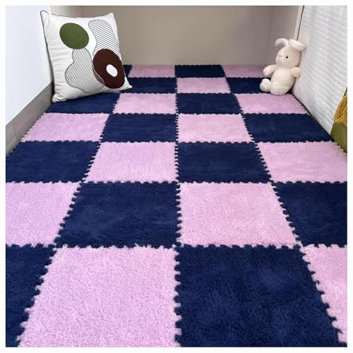 CZQGLYM Plüsch-Schaumstoff-Bodenmatte 10Stück Puzzlematten Spielmatten Krabbelmatten Spielteppich Carpet Tiles Interlocking Plush Fluffy Rug Climbing Puzzle Play Mat (TYP-19,30 * 30 * 0.6CM) von CZQGLYM