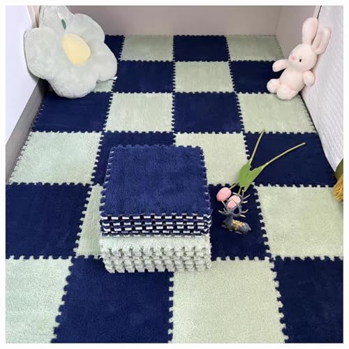 CZQGLYM Plüsch-Schaumstoff-Bodenmatte 10Stück Puzzlematten Spielmatten Krabbelmatten Spielteppich Carpet Tiles Interlocking Plush Fluffy Rug Climbing Puzzle Play Mat (TYP-20,30 * 30 * 0.6CM) von CZQGLYM