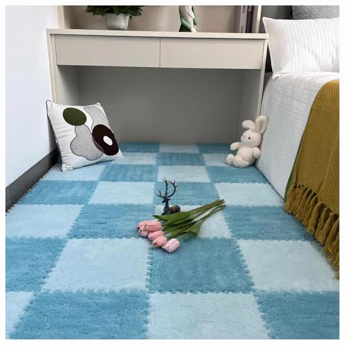 CZQGLYM Plüsch-Schaumstoff-Bodenmatte 10Stück Puzzlematten Spielmatten Krabbelmatten Spielteppich Carpet Tiles Interlocking Plush Fluffy Rug Climbing Puzzle Play Mat (TYP-23,30 * 30 * 0.6CM) von CZQGLYM