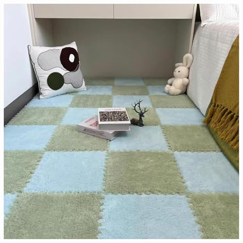 CZQGLYM Plüsch-Schaumstoff-Bodenmatte 10Stück Puzzlematten Spielmatten Krabbelmatten Spielteppich Carpet Tiles Interlocking Plush Fluffy Rug Climbing Puzzle Play Mat (TYP-24,30 * 30 * 0.6CM) von CZQGLYM