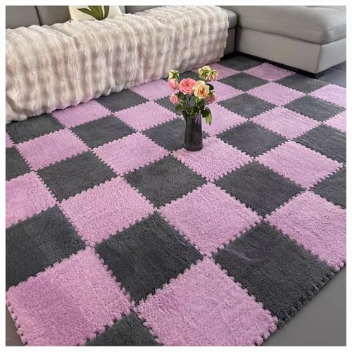 CZQGLYM Plüsch-Schaumstoff-Bodenmatte 10Stück Puzzlematten Spielmatten Krabbelmatten Spielteppich Carpet Tiles Interlocking Plush Fluffy Rug Climbing Puzzle Play Mat (TYP-26,30 * 30 * 0.6CM) von CZQGLYM