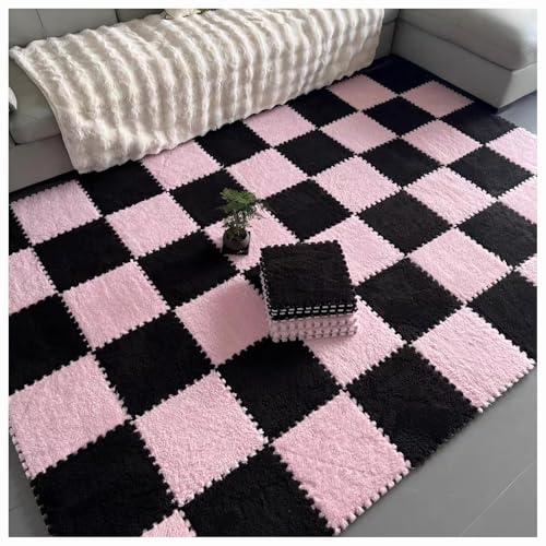 CZQGLYM Plüsch-Schaumstoff-Bodenmatte 10Stück Puzzlematten Spielmatten Krabbelmatten Spielteppich Carpet Tiles Interlocking Plush Fluffy Rug Climbing Puzzle Play Mat (TYP-28,30 * 30 * 0.6CM) von CZQGLYM