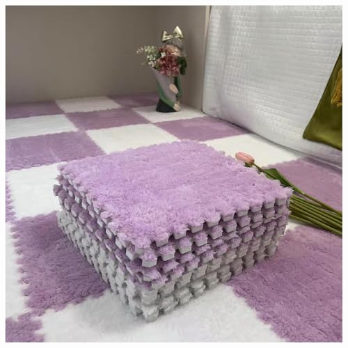 CZQGLYM Plüsch-Schaumstoff-Bodenmatte 10Stück Puzzlematten Spielmatten Krabbelmatten Spielteppich Carpet Tiles Interlocking Plush Fluffy Rug Climbing Puzzle Play Mat (TYP-29,30 * 30 * 0.6CM) von CZQGLYM