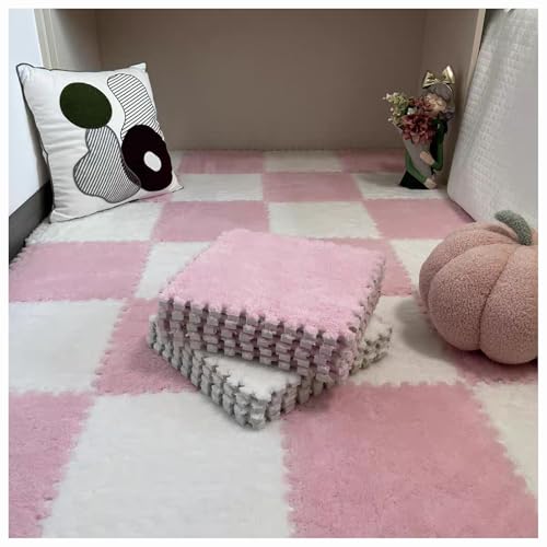 CZQGLYM Plüsch-Schaumstoff-Bodenmatte 10Stück Puzzlematten Spielmatten Krabbelmatten Spielteppich Carpet Tiles Interlocking Plush Fluffy Rug Climbing Puzzle Play Mat (TYP-30,30 * 30 * 0.6CM) von CZQGLYM