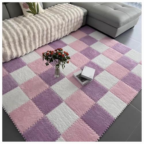 CZQGLYM Plüsch-Schaumstoff-Bodenmatte 10Stück Puzzlematten Spielmatten Krabbelmatten Spielteppich Carpet Tiles Interlocking Plush Fluffy Rug Climbing Puzzle Play Mat (TYP-5,30 * 30 * 0.6CM) von CZQGLYM