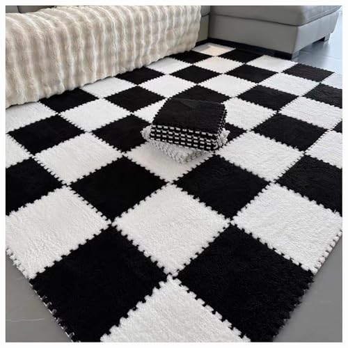 CZQGLYM Plüsch-Schaumstoff-Bodenmatte 10Stück Puzzlematten Spielmatten Krabbelmatten Spielteppich Carpet Tiles Interlocking Plush Fluffy Rug Climbing Puzzle Play Mat (TYP-6,30 * 30 * 0.6CM) von CZQGLYM