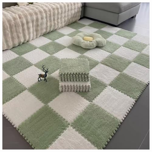 CZQGLYM Plüsch-Schaumstoff-Bodenmatte 10Stück Puzzlematten Spielmatten Krabbelmatten Spielteppich Carpet Tiles Interlocking Plush Fluffy Rug Climbing Puzzle Play Mat (TYP-8,30 * 30 * 0.6CM) von CZQGLYM