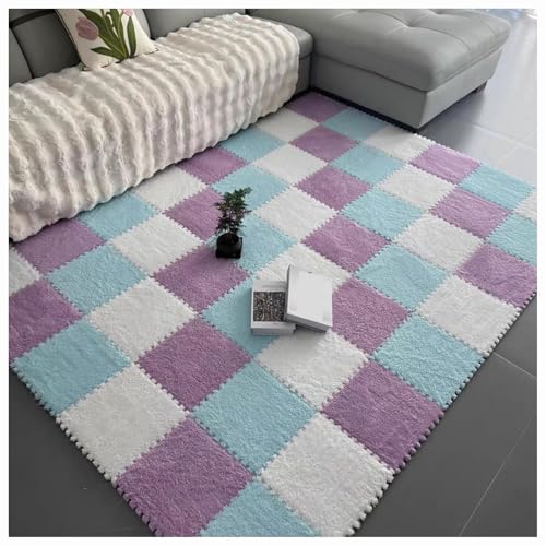 CZQGLYM Plüsch-Schaumstoff-Bodenmatte 10Stück Puzzlematten Spielmatten Krabbelmatten Spielteppich Carpet Tiles Interlocking Plush Fluffy Rug Climbing Puzzle Play Mat (TYP-9,30 * 30 * 0.6CM) von CZQGLYM