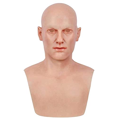 CZSMART Realistische Kopfbedeckung für alte Männer, Halloween, realistische Kopfbedeckung, alter Mann, Maske, Latexmaske, Gesicht, gefälschte alte Mann, Maske, Kopfbedeckung, Halloween, Umrandung von CZSMART