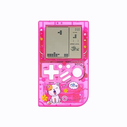 CZT Kreative transparente Ziegelmaschine Retro Spielkonsole Handheld Spielkonsole Interessantes Puzzle Spiele jederzeit überall Spielen Kindergeschenke Studentengeschenke Pocket Spielkonsole (Pink) von CZT