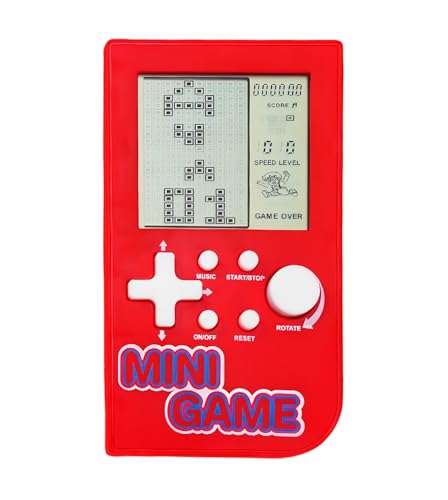 CZT Mini-Puzzle-Block-Spielkonsole 26 Retro-Bausteinspiele Handheld-Spielkonsole die Freizeit unterwegs Tragbare elektronische Spiele Spielzeug Kinder/Studenten (Rot) von CZT