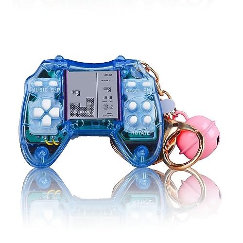 CZT Neue Mini Schlüsselanhänger Ziegel Konsole mit 26 eingebauten Spiel Rucksack Dekorationen nostalgische und gemütliche Puzzle Kinder Mädchen Geschenke Retro Handheld Spielkonsole (Blau) von CZT