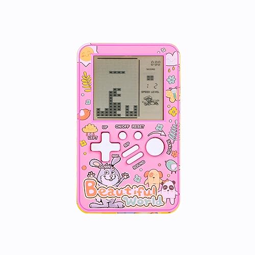 CZT Neue Mini Ziegel Spiel Videospielkonsole Handheld Konsole Kinder Puzzle Konsole 23*99 Retro Vintage Spiele Indoor Spielzeug Unterhaltungselektronik im Freien Spielzeug Geschenke (Pink) von CZT