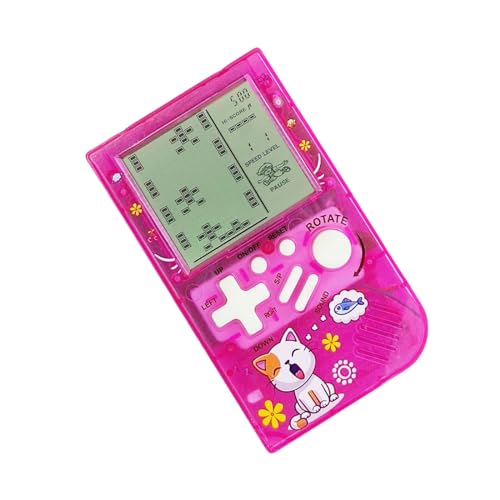 CZT Niedliche Blockspielkonsole 23 Ziegelspiele Retro Kinderspielkonsole Schülerspielgerät Puzzle-Handkonsole Elektronische Würfelspiele Kompakte tragbare Mädchen (Pink) von CZT