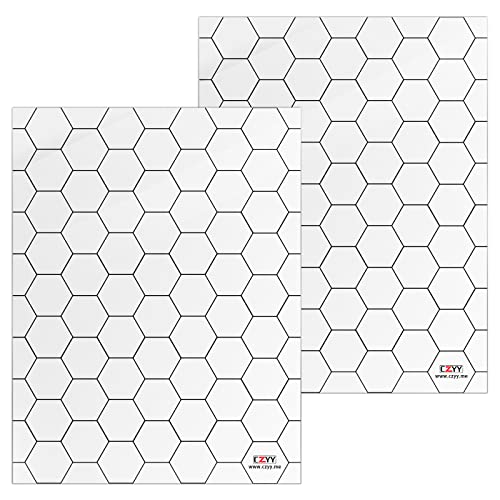 CZYY Acryl-Spielmatte, 2,5 cm Sechskant-Raster-Overlay, 2er-Set, 17,8 x 20,3 cm, Battle Map Board, klar und langlebig – ideal für Dungeons und Drachen, Pathfinder und andere Tisch-RPG von CZYY